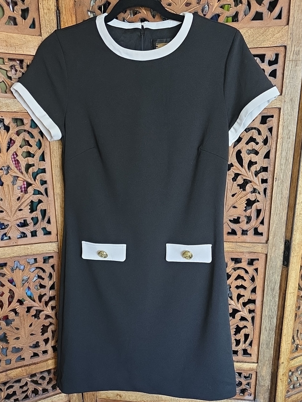 Alexia Admor Black Sheath Dress with White Trim